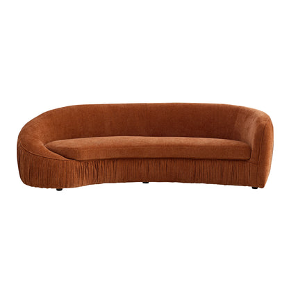 Orange Curved 4 Seat Sofa with Spring Cushions for Living Room
