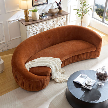 Orange Curved 4 Seat Sofa with Spring Cushions for Living Room