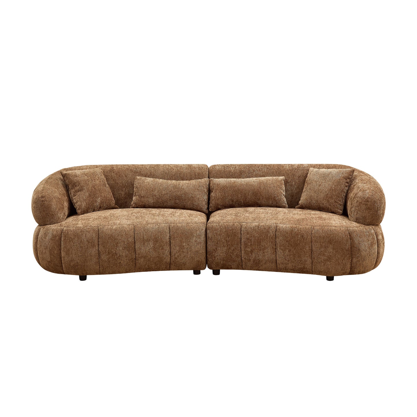 Brown Foam 4-Seat Curved Sofa - Modern Living Room Couch