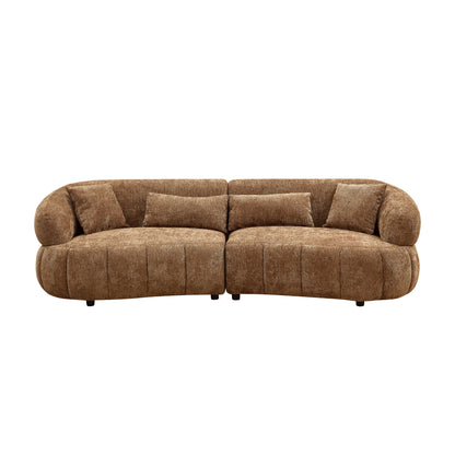 Brown Foam 4-Seat Curved Sofa - Modern Living Room Couch