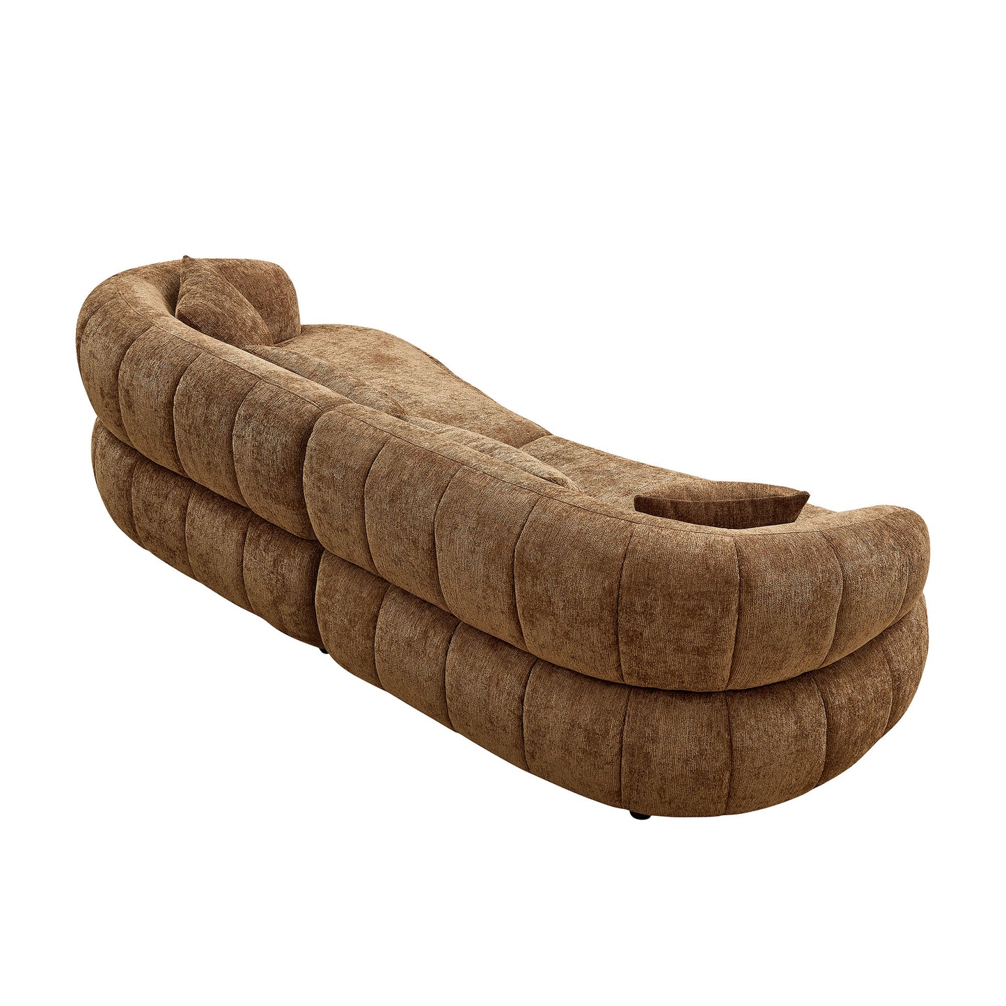 Brown Foam 4-Seat Curved Sofa - Modern Living Room Couch