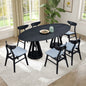 (1 Table+6 Chairs) 78.74 Inch Modern Dining Table Set of 7 pcs,Wooden Table and Chairs for Living Room,Large Kitchen Set Oval Table for Restaurant,Black
