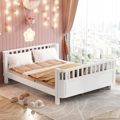 Full Size Kids Bed - Low Profile White Pine Platform Bed