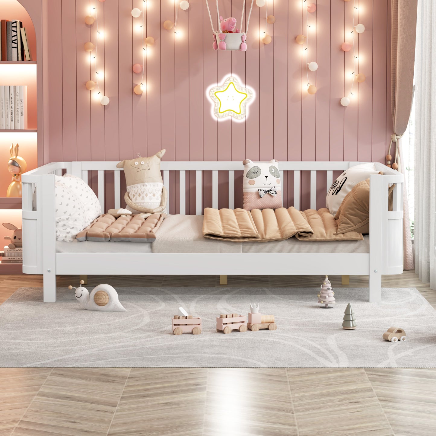 Full Size Kids Bed - Low Profile White Pine Platform Bed