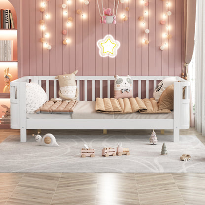 Full Size Kids Bed - Low Profile White Pine Platform Bed