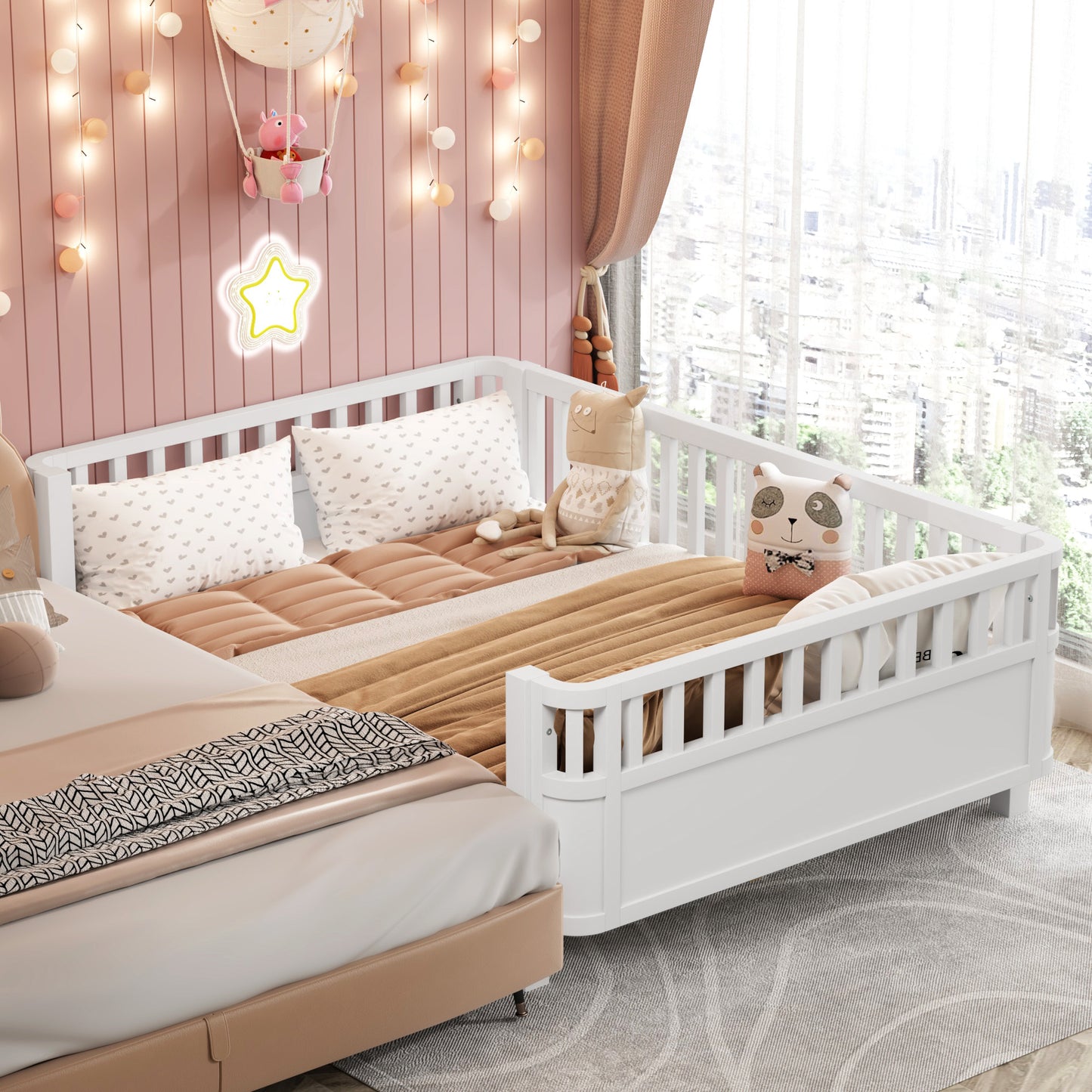 Full Size Kids Bed - Low Profile White Pine Platform Bed