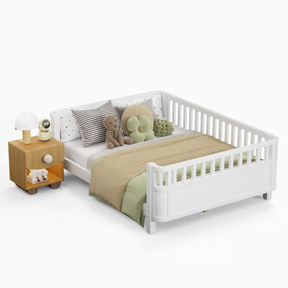 Full Size Kids Bed - Low Profile White Pine Platform Bed