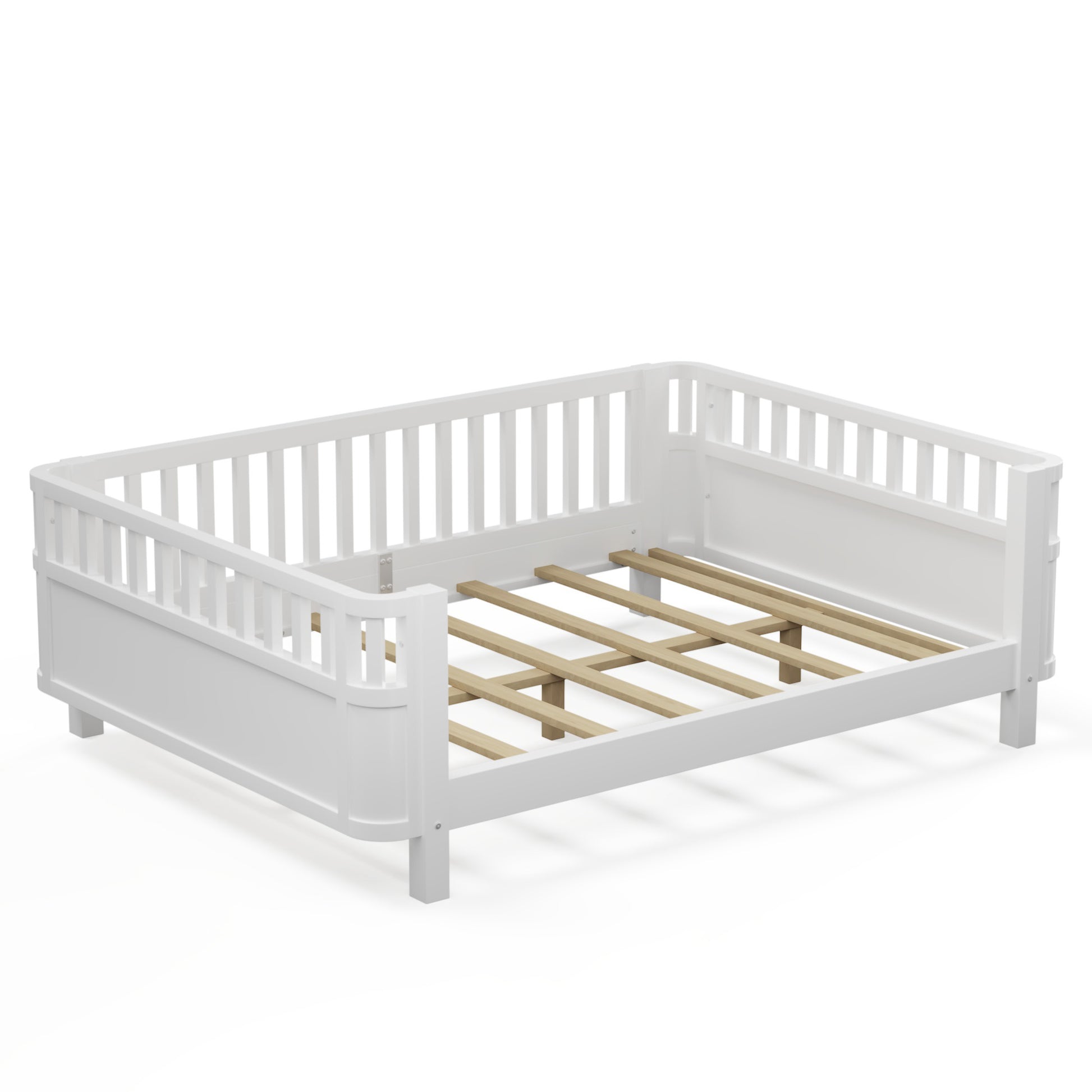 Full Size Kids Bed - Low Profile White Pine Platform Bed