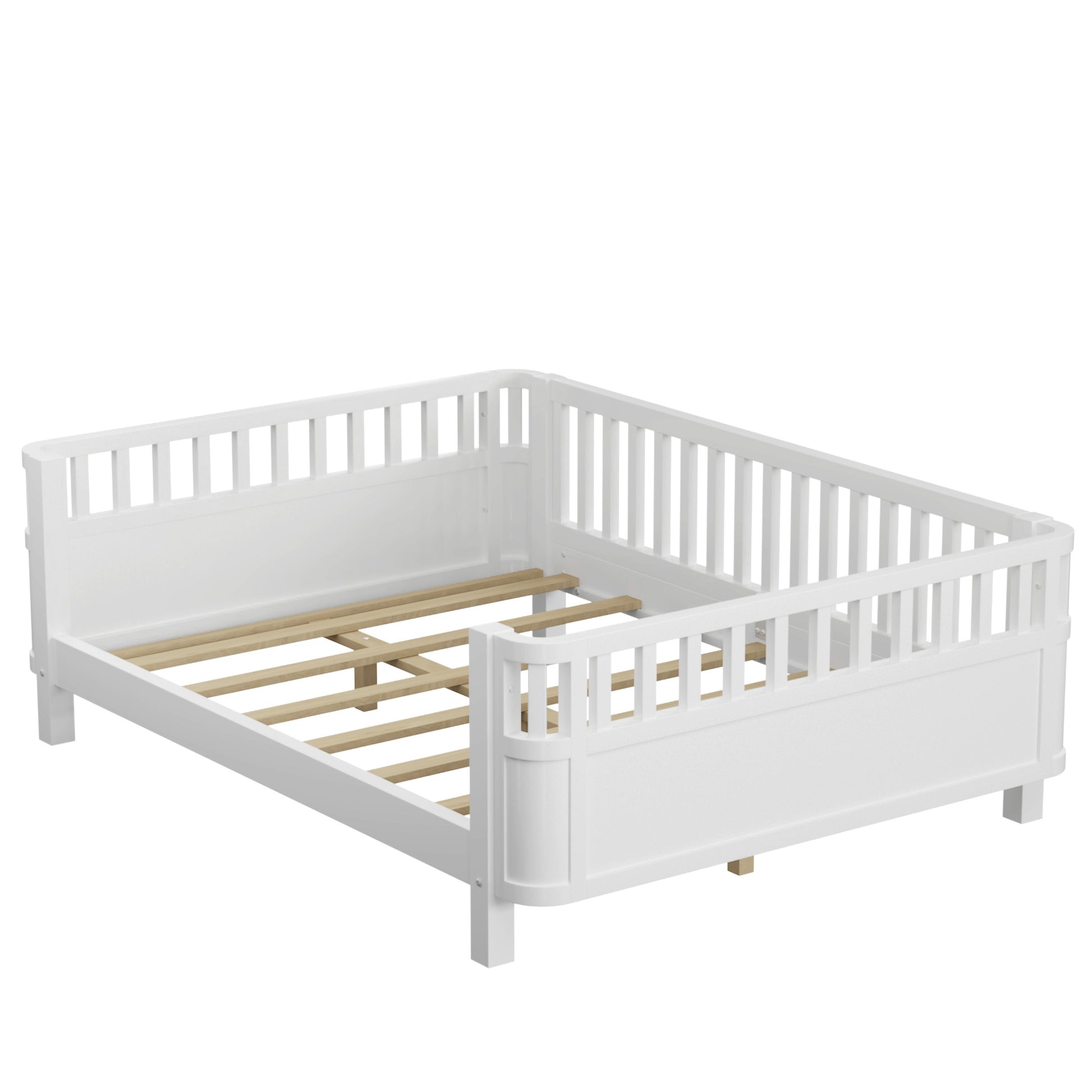 Full Size Kids Bed - Low Profile White Pine Platform Bed