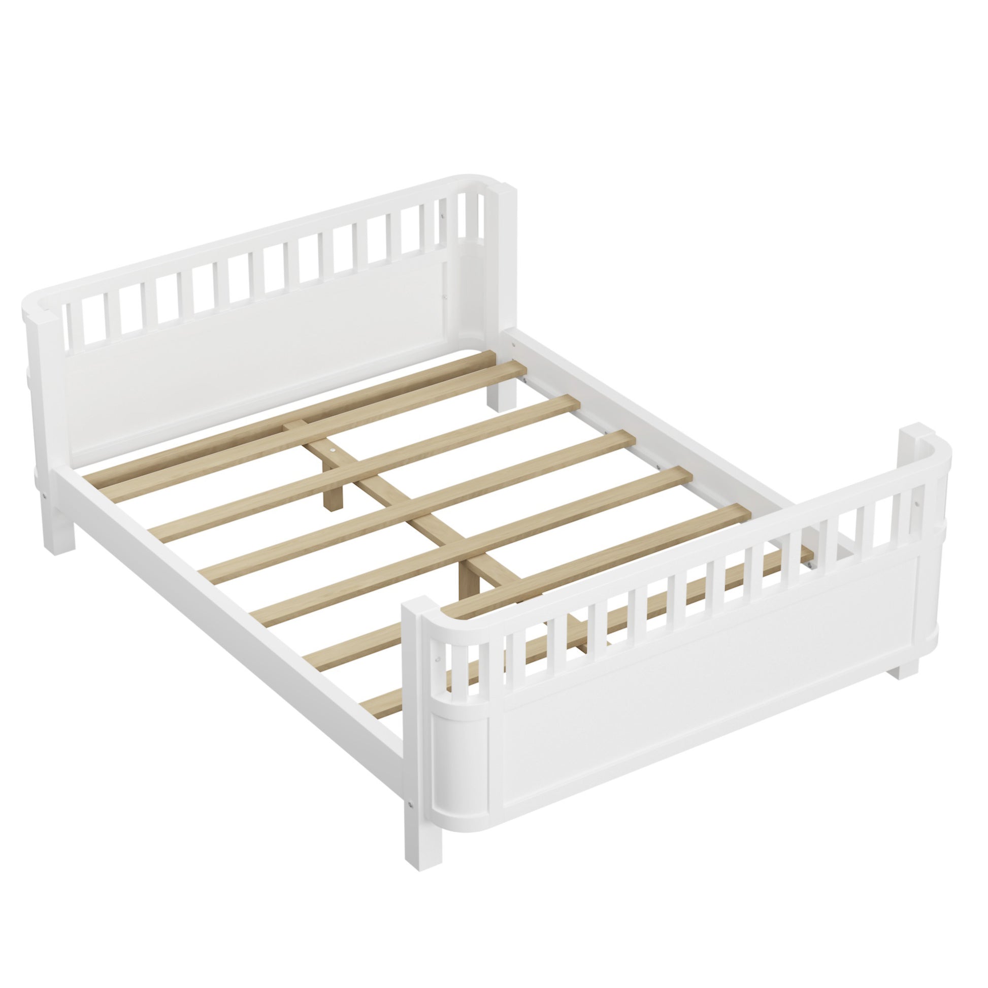 Full Size Kids Bed - Low Profile White Pine Platform Bed