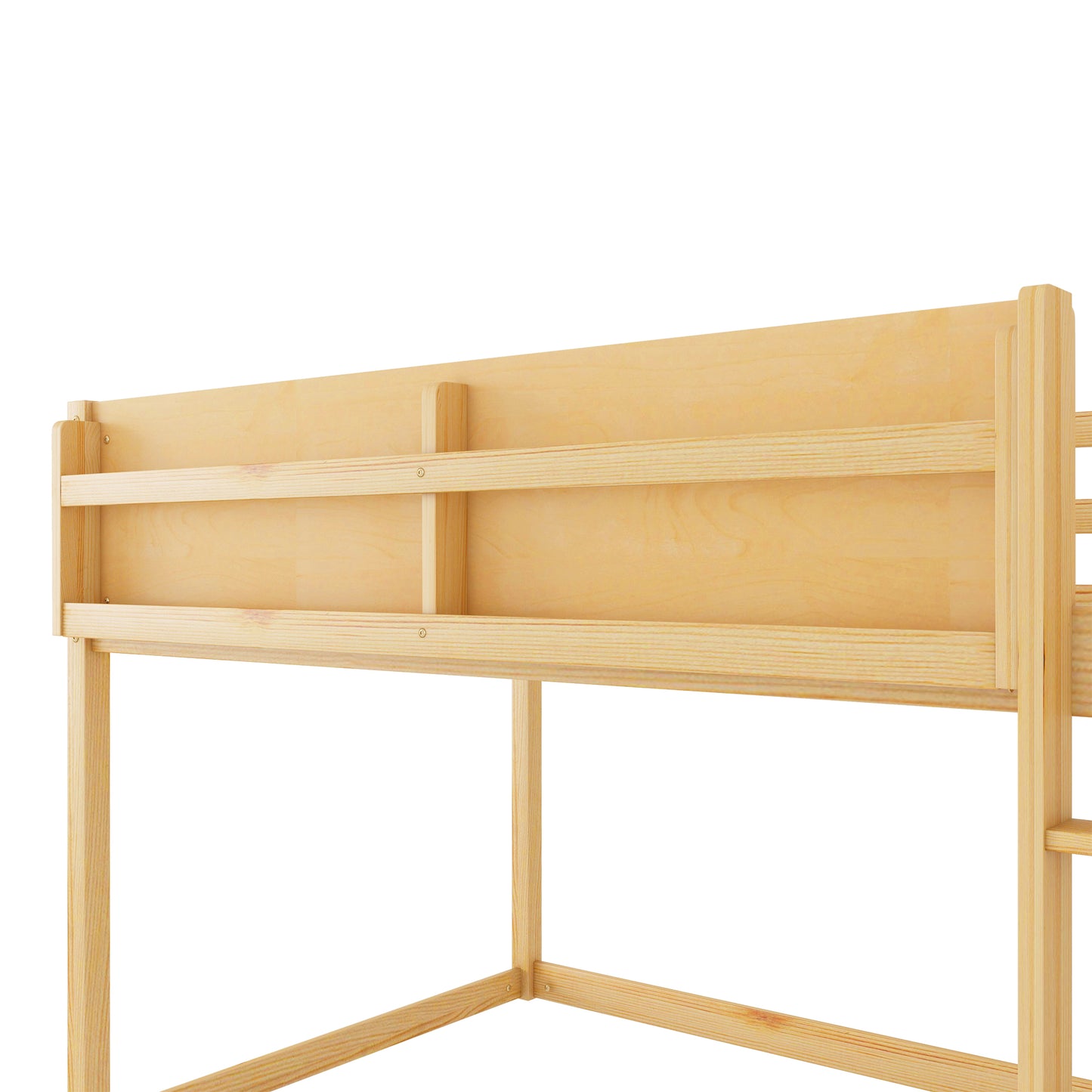 Low Twin Over Twin Bunk Bed - Natural Wood Frame for Bedroom