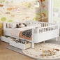 Full Size Wood Platform Bed for Kids, Wood Low Profile Full Bed with Rails for Girls and Boys, White (Old SKU W2593P331684 )