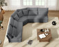 5-Seater L-Shaped Sectional Sofa with Curved Corner – Plush Corduroy Fabric, 7 Pillows (3 Throw + 4 Lumbar), Modern Living Room Furniture