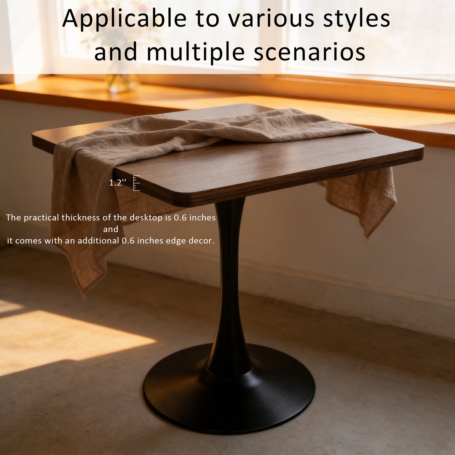 27.6" Walnut Modern Dining Table - Small Space Bistro Table for Dining Room