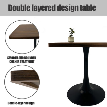 27.6" Walnut Modern Dining Table - Small Space Bistro Table for Dining Room