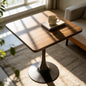 Square Dining Table, 27.6" Tulip Table with Thickened Edge Decor Tabletop & Metal Pedestal, Mid Century Modern Bistro Table for Kitchen, Small Places, Living Room, Cafe ( Walnut Color)
