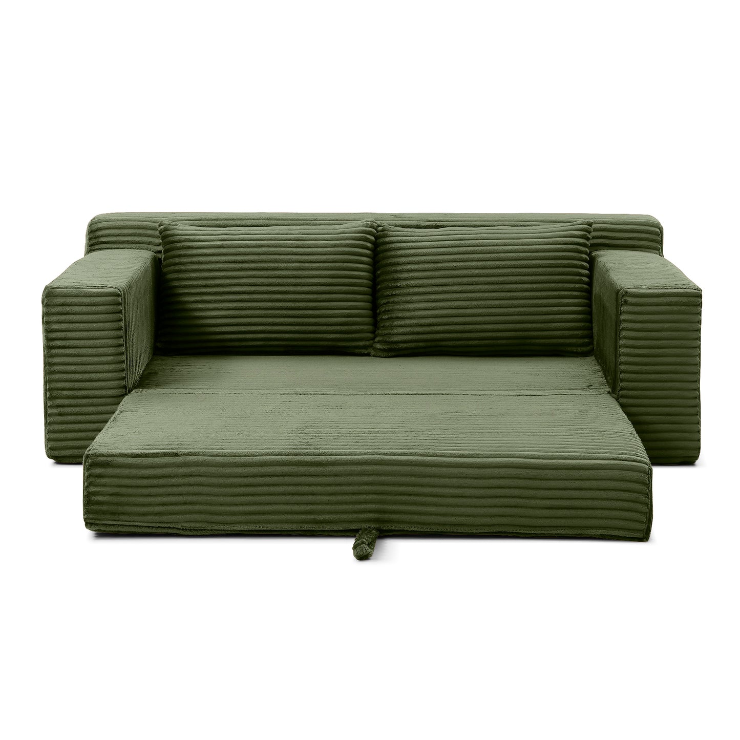 3 Seat Corduroy Sofa Bed with Foam - Green for Living Room