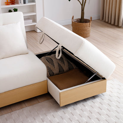 3 Seat Beige Linen Sofa Bed - Convertible Sleeper Couch for Living Room