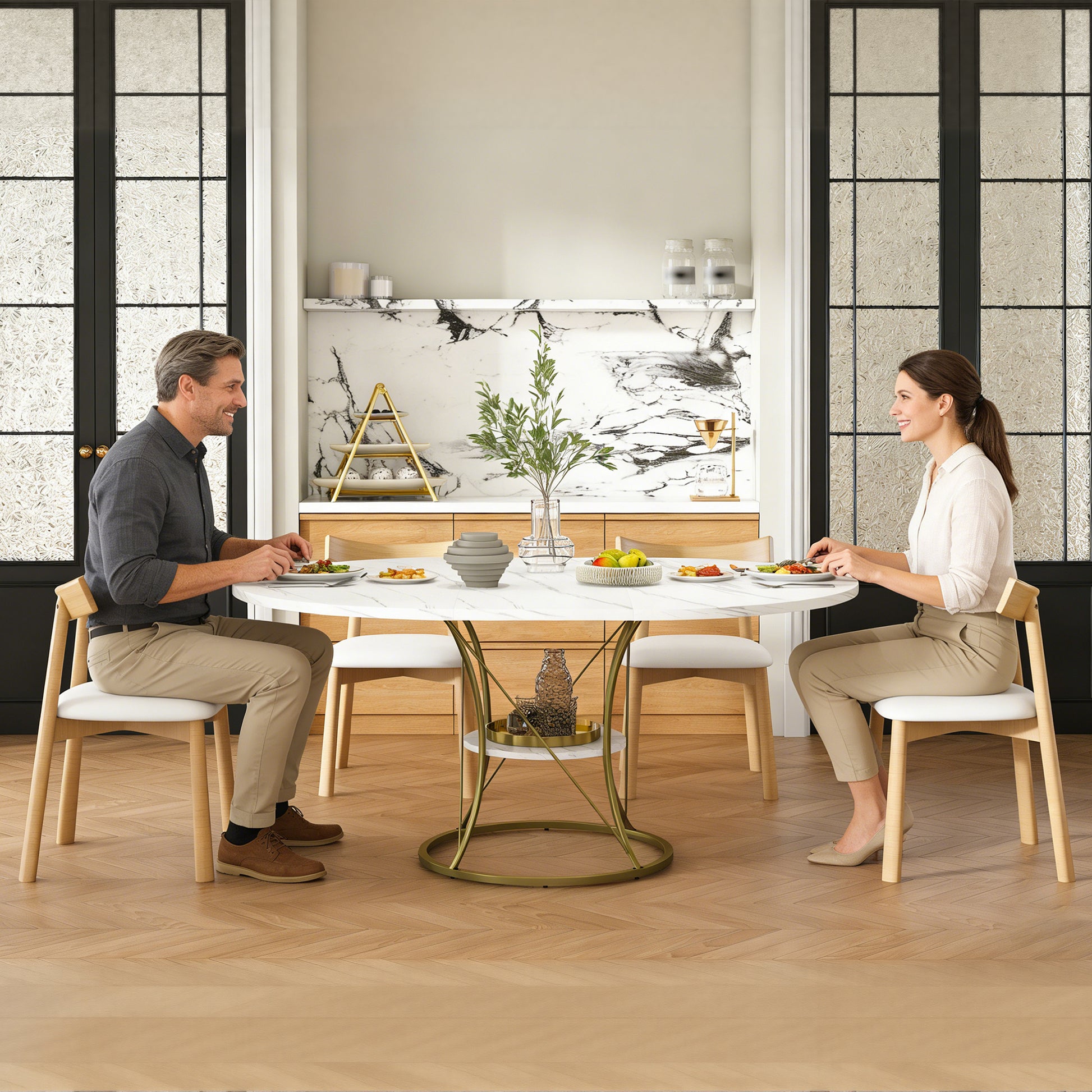 Oval White Dining Table Set - Seats 4 for Dining Room
