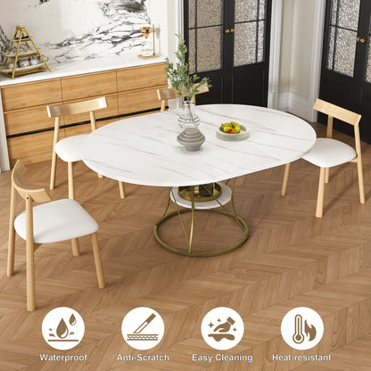 Oval White Dining Table Set - Seats 4 for Dining Room