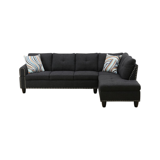 L shape Sectional Sofa Chair with cup holder - BLACK-right