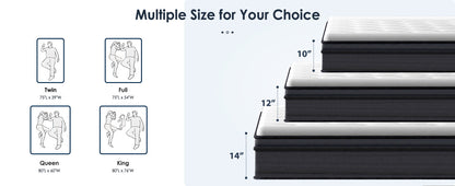 King Size Memory Foam Mattress - 10 Inch Hybrid for Bedroom