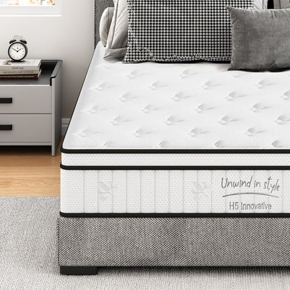 Queen Size Foam Spring Mattress - 12 Inch Hybrid for Bedroom