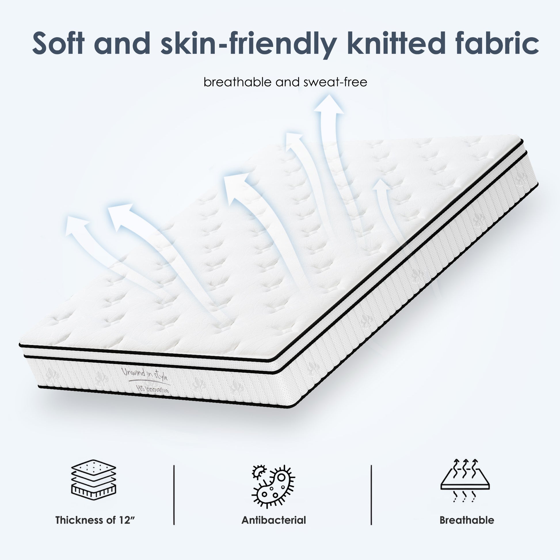 Queen Size Foam Spring Mattress - 12 Inch Hybrid for Bedroom