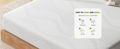 Full Memory Foam Mattress, White Polyurethane, Full Size Bed for Bedroom
