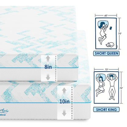 10 Inch Short Queen RV Memory Foam Mattress - White for Bedroom