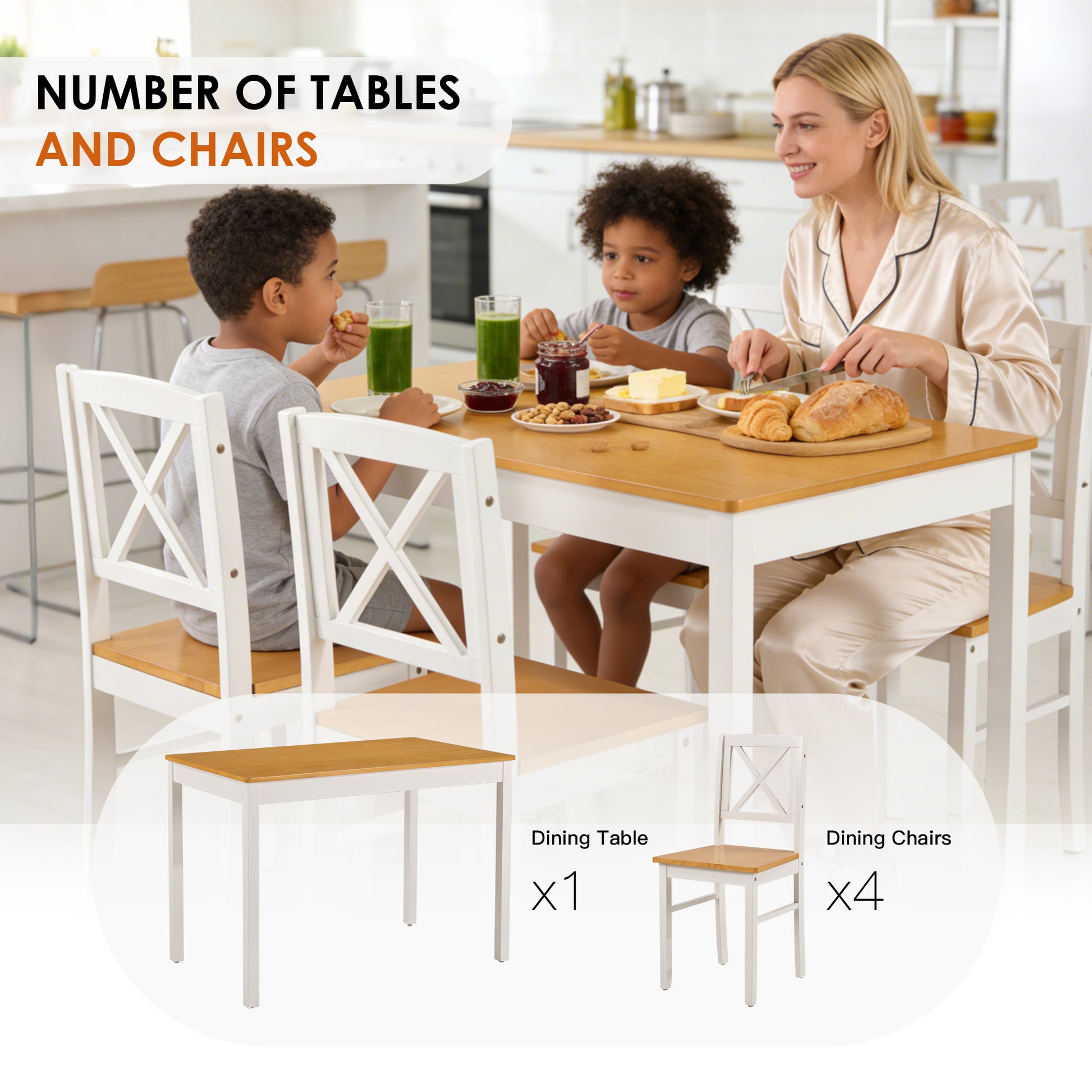 Solid Wood Dining Set with Chairs for Kitchen or Restaurant Use for Dining Room