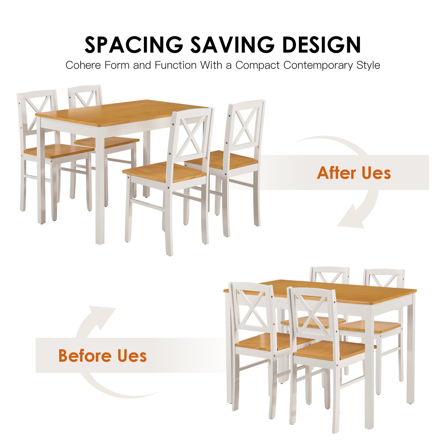 Solid Wood Dining Set with Chairs for Kitchen or Restaurant Use for Dining Room