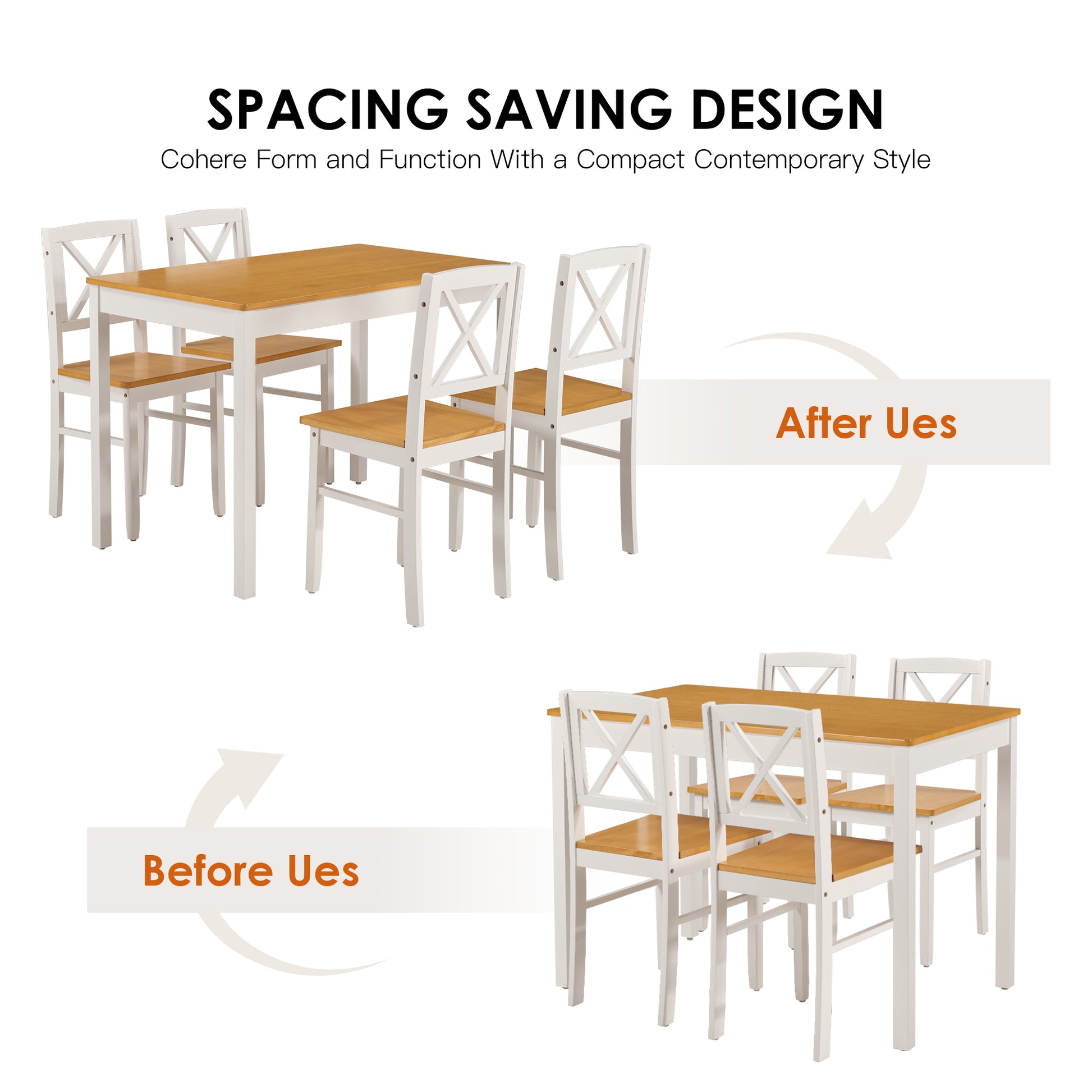 Solid Wood Dining Set with Chairs for Kitchen or Restaurant Use for Dining Room