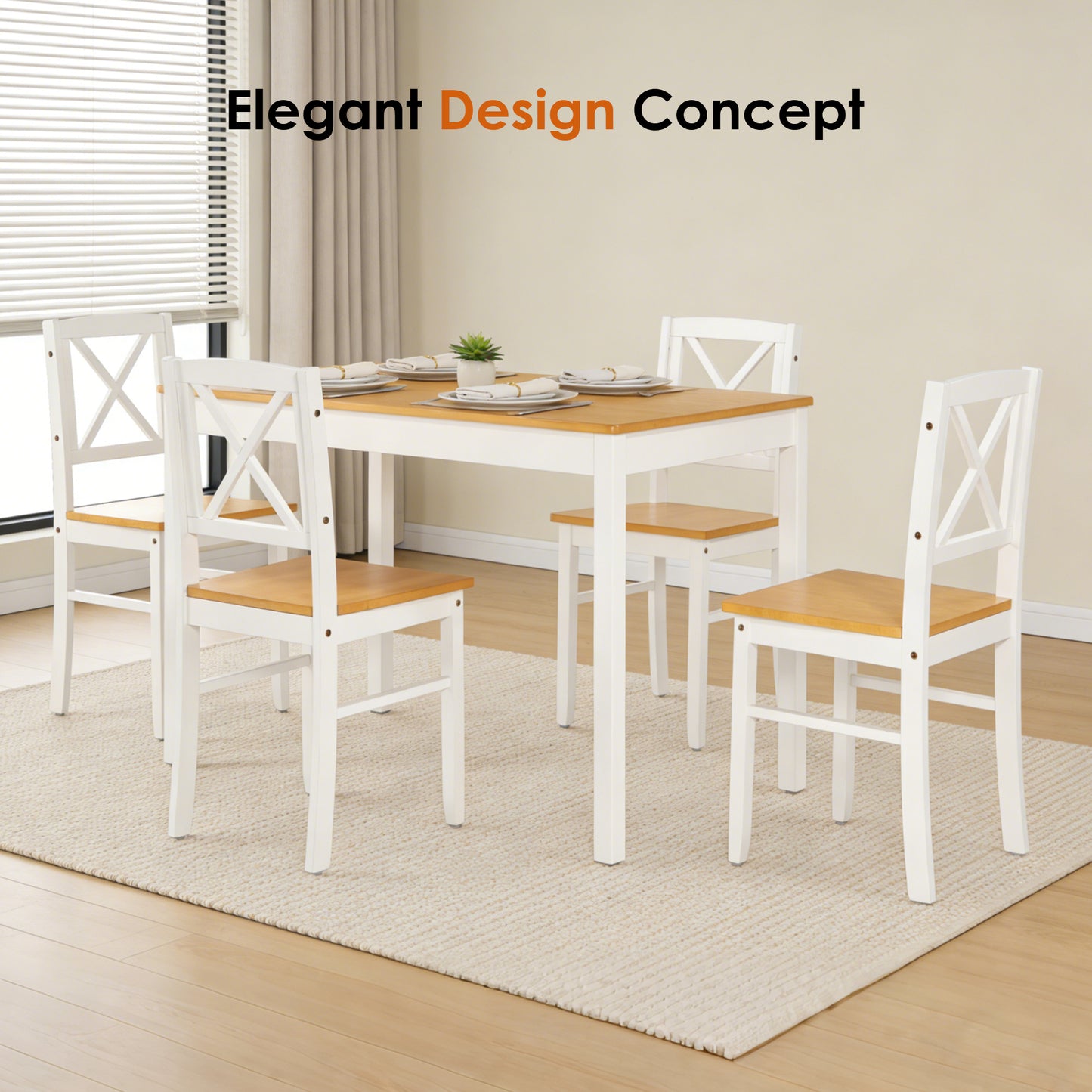 Solid Wood Dining Set with Chairs for Kitchen or Restaurant Use for Dining Room