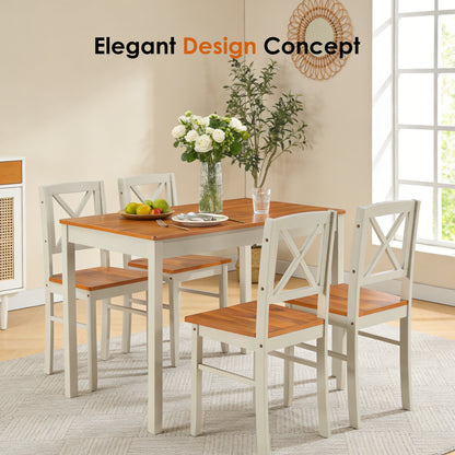 5-Piece Grey Brown Dining Table Set - Space Saving Kitchen Table for Dining Room