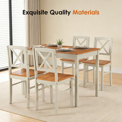 5-Piece Grey Brown Dining Table Set - Space Saving Kitchen Table for Dining Room