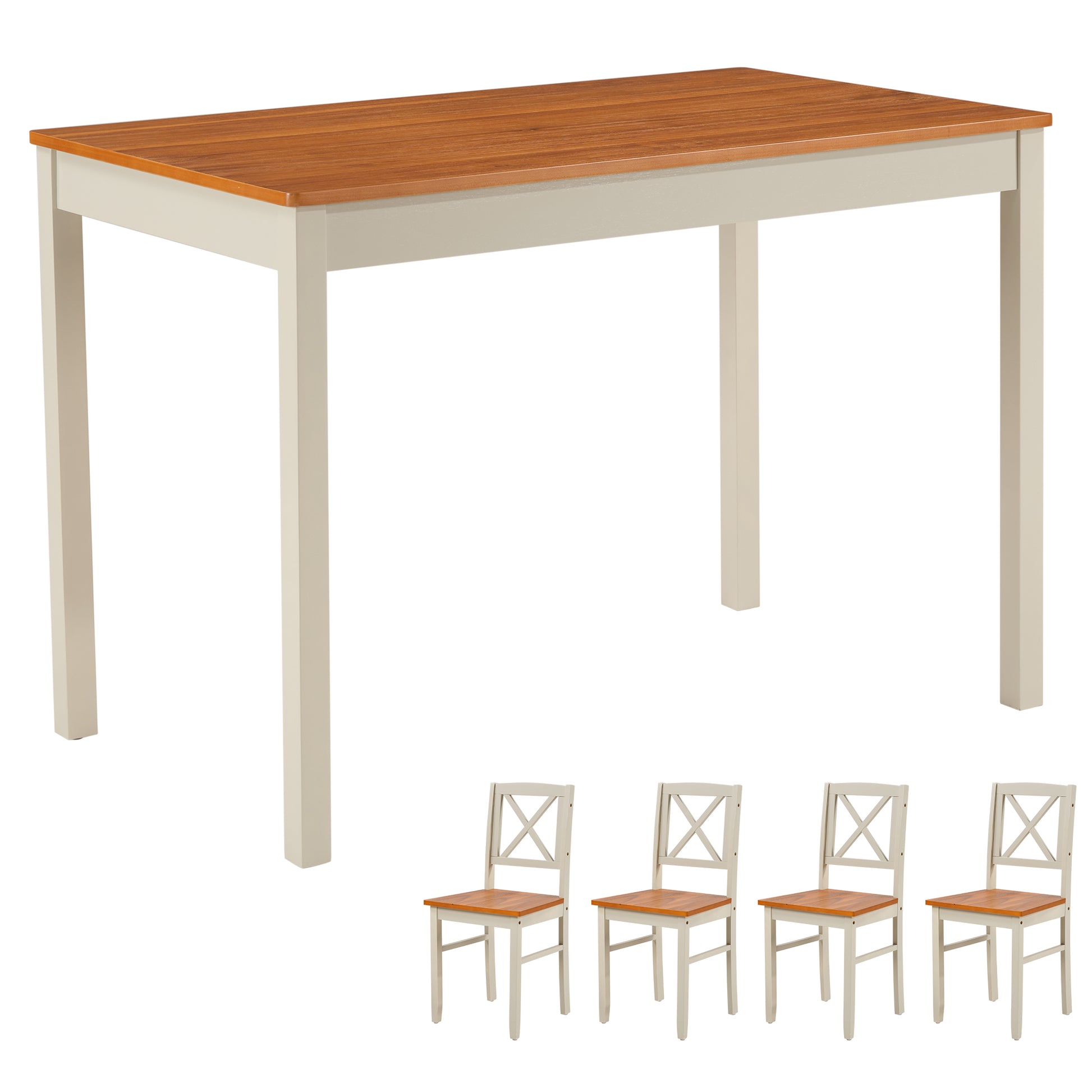 5-Piece Grey Brown Dining Table Set - Space Saving Kitchen Table for Dining Room