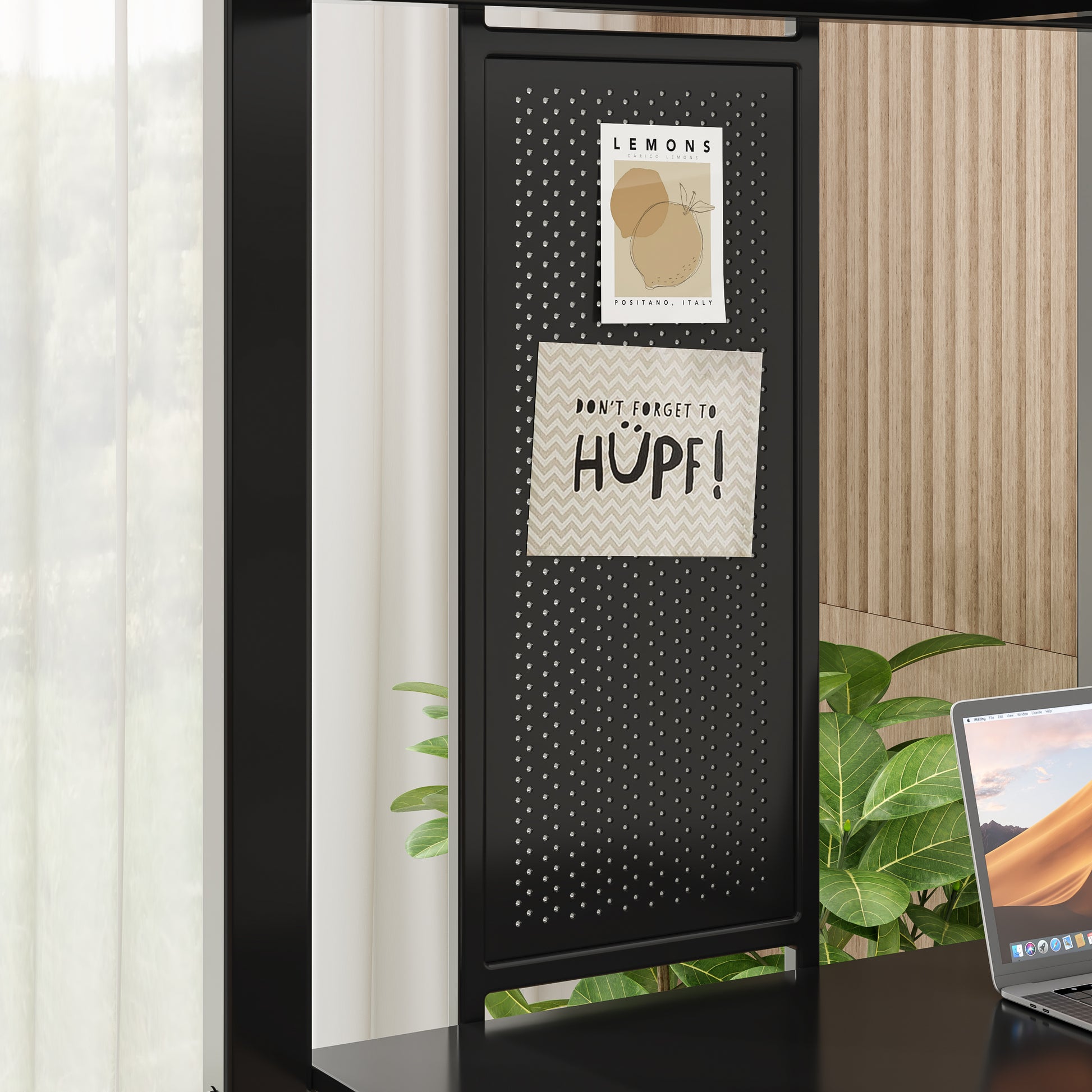 Twin Size Loft Bed with Desk - Black Iron Frame