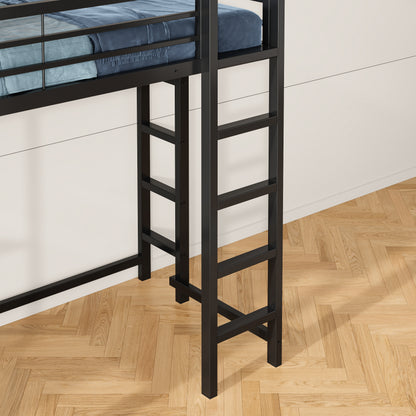 Twin Size Loft Bed with Desk - Black Iron Frame