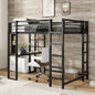 Loft Bed with Desk, Metal Loft Bed Full Size, Full Loft Bed Frame with Desk and Storage Compatible with Boys Girls Teens, Black Bedroom Bed Frame