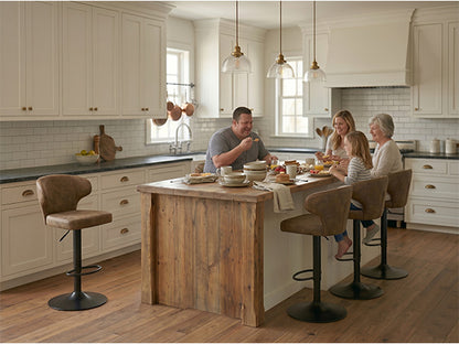 Rotating Adjustable Bar Stools - Suede, Set of 2