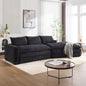 Modern Minimalist Modular Sectional Sofa,   Upholstered Cloud Couch with Deep Seats, Right Facing Chaise for Living Room-Black