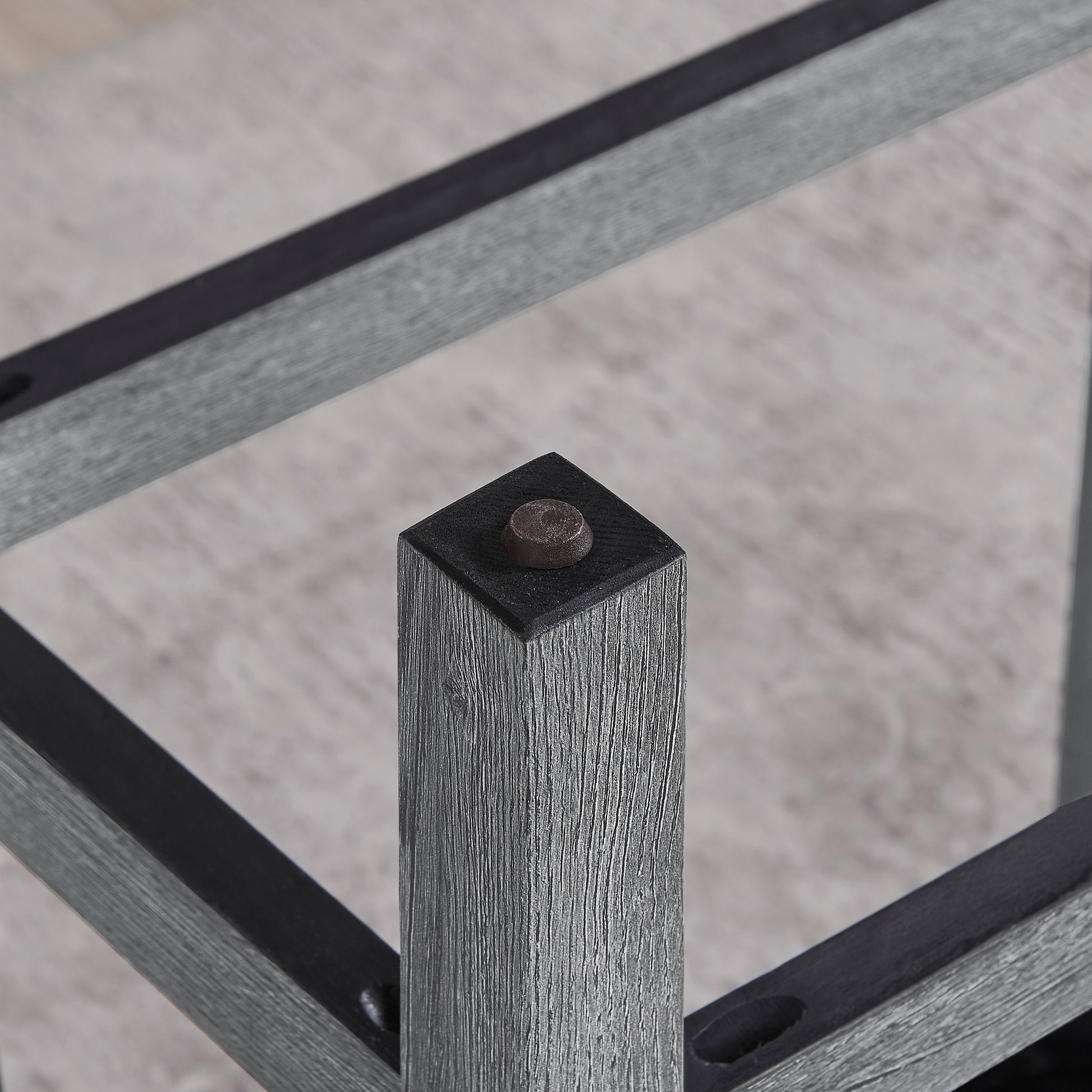Dining Room Grey Solid Wood Bar Table with Stools and Power Outlet for Kitchen Dining