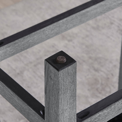 Dining Room Grey Solid Wood Bar Table with Stools and Power Outlet for Kitchen Dining