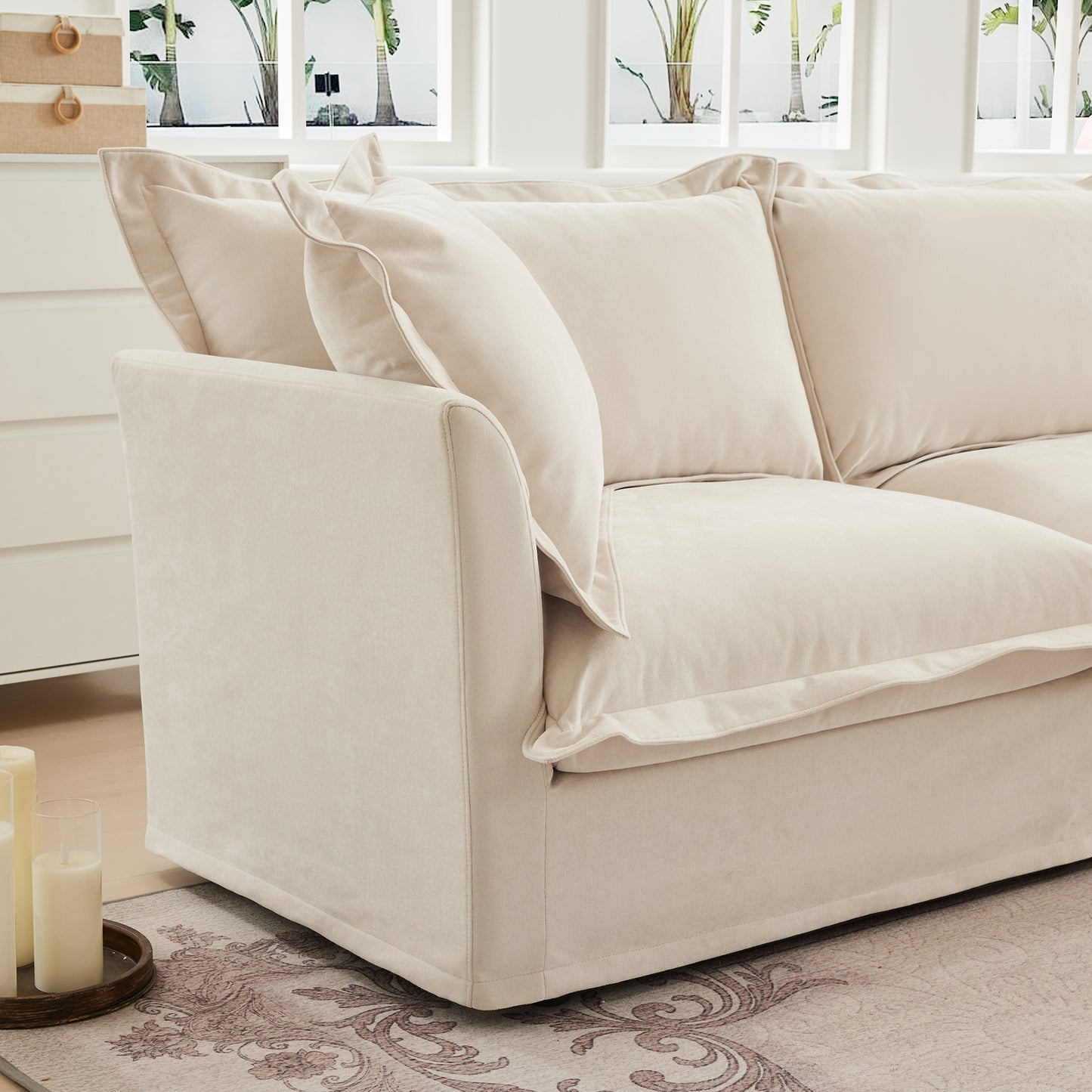 Cream Chenille Sofa - 1 Seat Comfort & Style