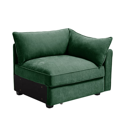 Green Chenille Sofa with Storage - 1 Seat for Living Room