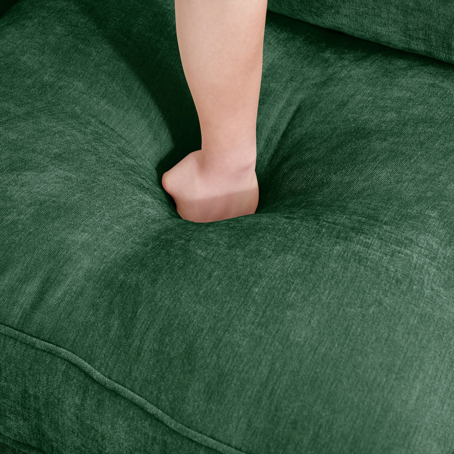 Green Chenille Sofa with Storage - 1 Seat for Living Room