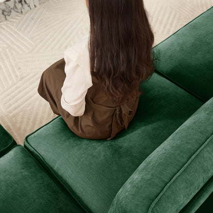 Green Chenille Sofa with Storage - 1 Seat for Living Room