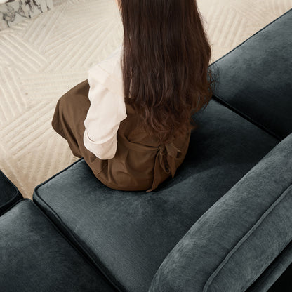 Grey Chenille Armless Sofa with Storage - 3 Seats for Living Room