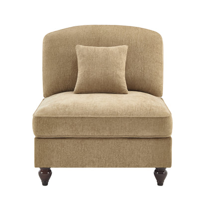 Armless Sofa Chenille W/1 Pillow -Light Coffee